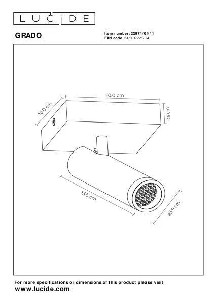 Lucide GRADO - Deckenstrahler - 1xGU10 (MR11) - Taupe - technisch